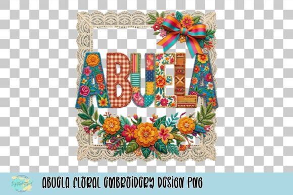 Abuela Floral Embroidery Design: A Vibrant Design Asset