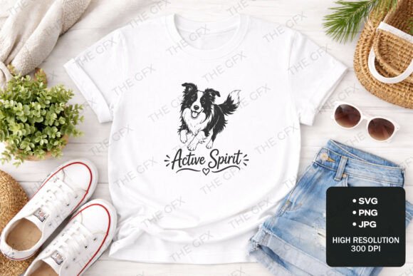 Active Spirit Border Collie Design: Energetic Line Art for Creative Projects