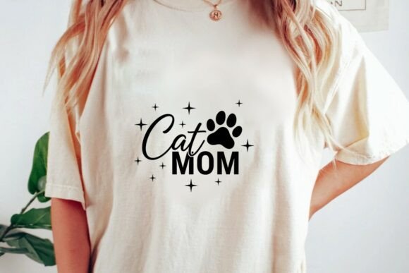 Cat Mom Paw Print Star Design Png