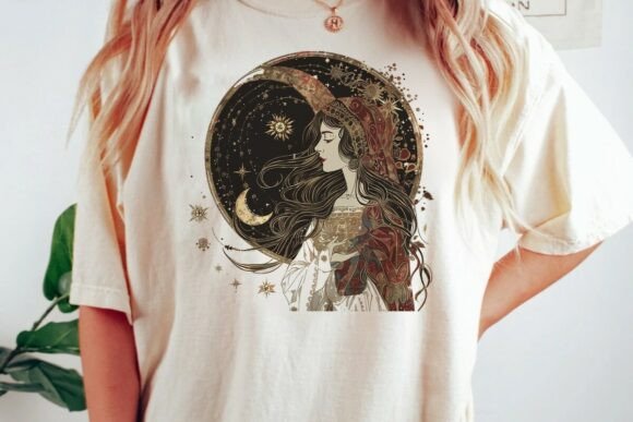 Celestial Woman Moon Stars Design: A Versatile Creative Asset