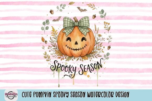 Cute Pumpkin Spooky Season Watercolor Design