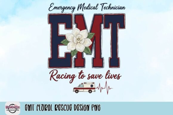 EMT Floral Rescue Design PNG: A Visual Tribute