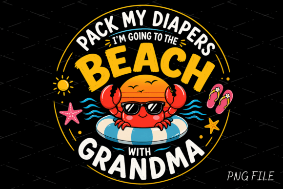 Funny Baby Beach with Grandma Design: A Playful Creative Asset