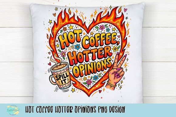 Hot Coffee Hotter Opinions: A Bold PNG for Creative Design