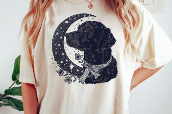 Labrador Moon Crescent Dog Design PNG: Creative Applications
