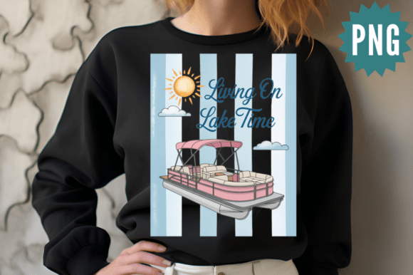 Lake Time Pontoon Boat PNG Design for Creative Projects