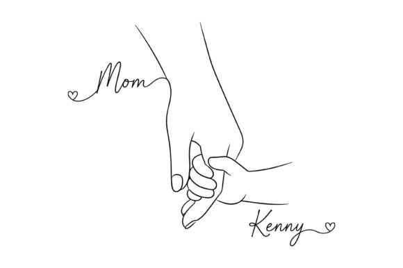 Mom Child Hand Line Art Custom Design for Modern Branding