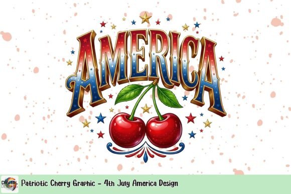 Patriotic Cherry Graphic: A Vibrant 4th of July Design Asset