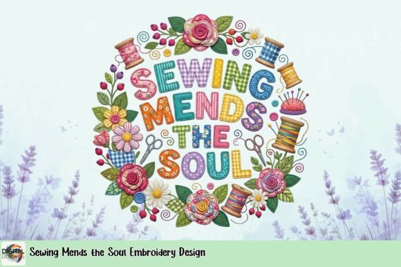 Sewing Mends the Soul: A Whimsical Embroidery Design
