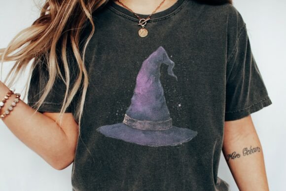Watercolor Purple Witch Hat Design PNG: A Premium Creative Asset